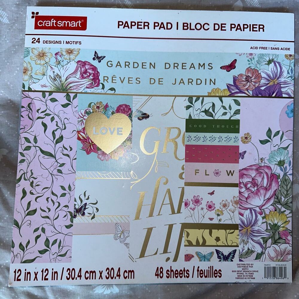 NOS Craft Smart Garden Dreams Scrapbook Paper 12 X 12 - 48 Sheets Sealed
